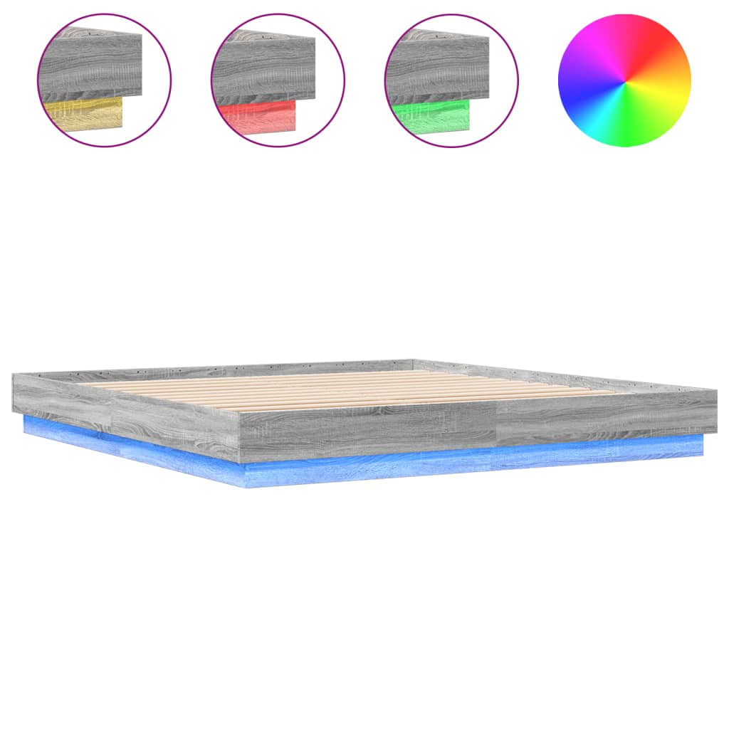 Estructura De Cama Doble Matrimonial 203x203 Roble/ Gris