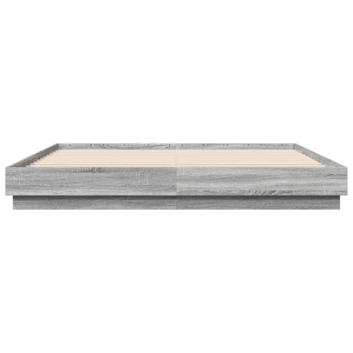 Estrutura de Cama de casal moderno com luzes LED 200x200 cm cinzento sonoma