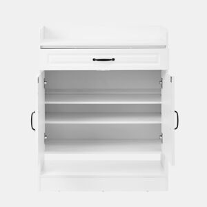 Sapateira moderna 75x36x95,5 cm - 2 portas, 1 gaveta, prateleiras ajustáveis, branca