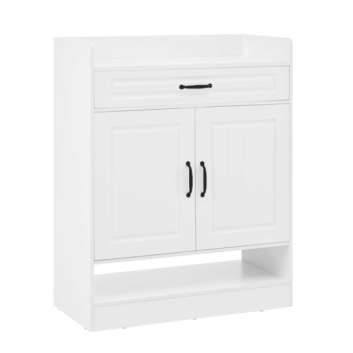 Sapateira moderna 75x36x95,5 cm - 2 portas, 1 gaveta, prateleiras ajustáveis, branca