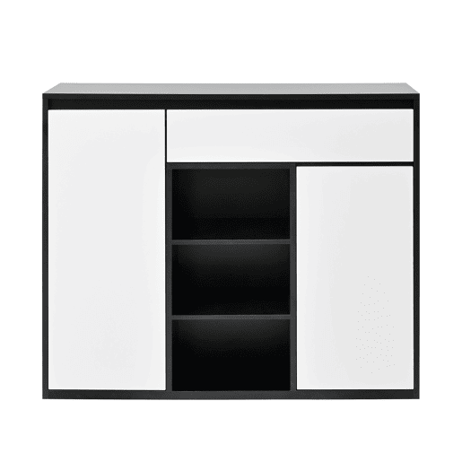 Sapateira 105x39,5x86 cm - 2 portas, 1 gaveta, prateleira ajustável - Preto e Branco
