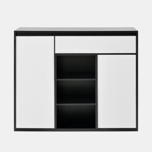 Sapateira 105x39,5x86 cm - 2 portas, 1 gaveta, prateleira ajustável - Preto e Branco