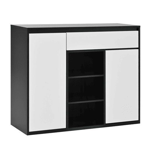 Sapateira 105x39,5x86 cm - 2 portas, 1 gaveta, prateleira ajustável - Preto e Branco