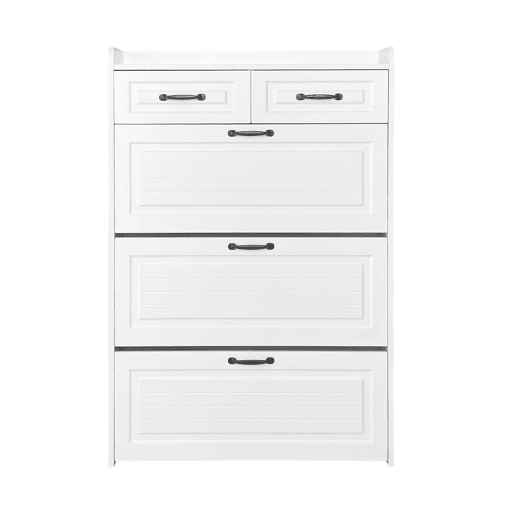Sapateira 80x23,5x131 cm - com 3 portas e 2 gavetas - madeira - branca - para entrada ou sala de estar