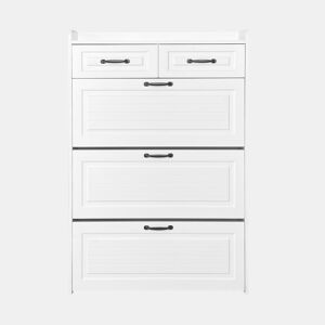Sapateira 80x23,5x131 cm - com 3 portas e 2 gavetas - madeira - branca - para entrada ou sala de estar