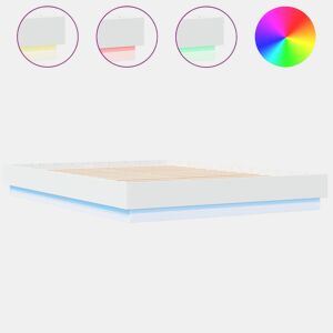 Estrutura de Cama de casal moderno com luzes LED 160x200 cm branco