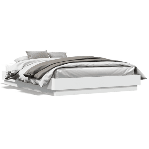 Estrutura de Cama de casal moderno com luzes LED 160x200 cm branco