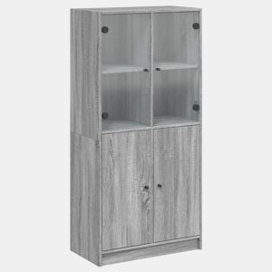 Armário alto - Bufete - Móvel de apoio com portas derivados de madeira cinzento sonoma pt519