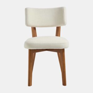 Cadeira de jantar (2 unidades) - estilo moderno Mid-Century, assento estofado em tecido, pernas em madeira maciça - bege