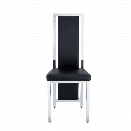 Cadeiras de sala de jantar 4 unidades 109 cm - design minimalista europeu, estofadas em PU com estrutura metálica brilhante - preto e prateado