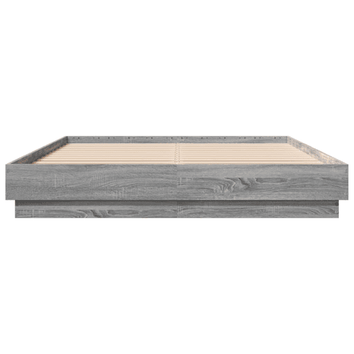 Estrutura de Cama de casal moderno com luzes LED 160x200 cm cinzento sonoma