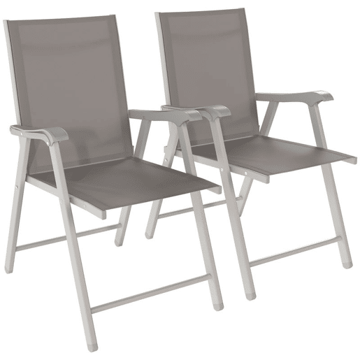 Outsunny Conjunto de 4 Cadeiras de Campismo Dobráveis Cadeiras de Jardim com Encosto Alto e Apoio de Braços Tecido Textilene Respirável e Estrutura de Aço para Terraço Praia 58x62x97 cm Cinza Claro