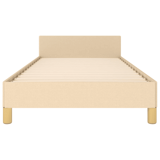Estrutura de cama de solteiro para adultos c cabeceira tecido 80x200 cm creme