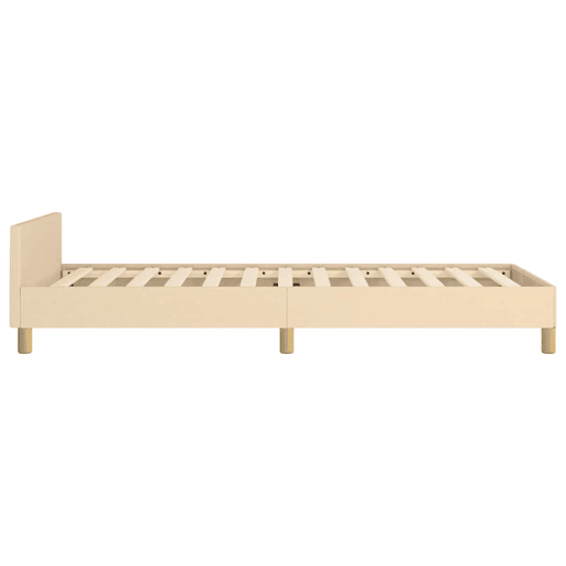 Estrutura de cama de solteiro para adultos c cabeceira tecido 80x200 cm creme