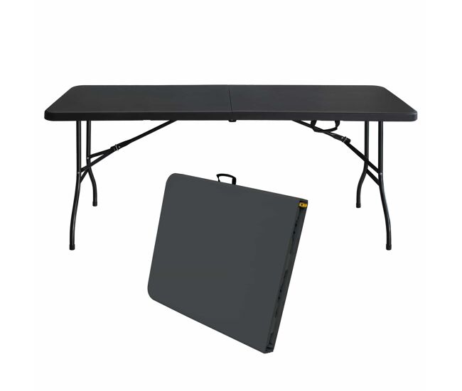 Mesa plegable portátil 180 cm - resistente, multifuncional, con asa, carga 135 kg - negro