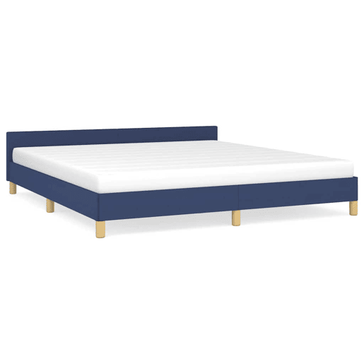 Estrutura Cama de casal para adultos c cabeceira sem colchão 160x200 cm tecido azul