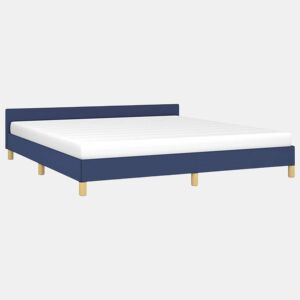Estrutura Cama de casal para adultos c cabeceira sem colchão 160x200 cm tecido azul