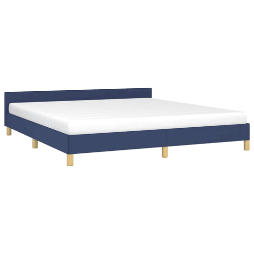 Estrutura Cama de casal para adultos c cabeceira sem colchão 160x200 cm tecido azul