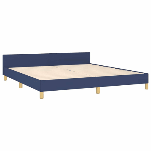 Estrutura Cama de casal para adultos c cabeceira sem colchão 160x200 cm tecido azul