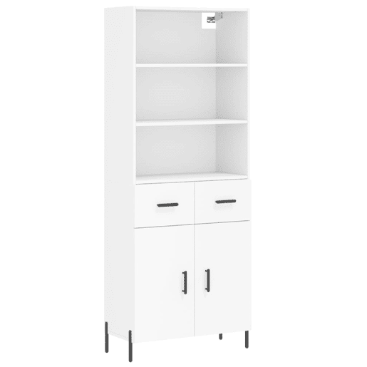 Armário alto - Bufete - Móvel de apoio 69,5x34x180 cm derivados de madeira branco pt745
