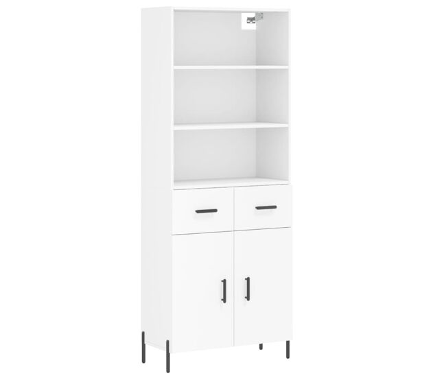 Aparador alto - mueble de almacenamiento madera contrachapada blanco 69,5x34x180 cm es745
