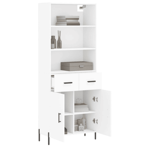 Armário alto - Bufete - Móvel de apoio 69,5x34x180 cm derivados de madeira branco pt745