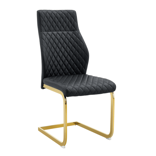 Cadeiras de sala de jantar 2 unidades - encosto alto acolchoado, estrutura metálica - preto e dourado