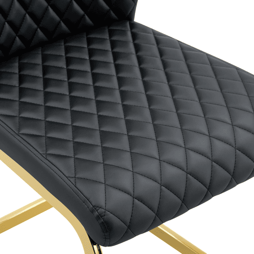 Cadeiras de sala de jantar 2 unidades - encosto alto acolchoado, estrutura metálica - preto e dourado
