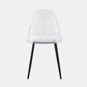 Cadeiras de sala de jantar, 4 unidades - Plástico transparente, pernas metálicas pretas, antiderrapantes e fáceis de limpar - Preto+Transparente