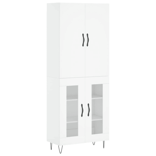 Armário alto - Bufete - Móvel de apoio 69,5x34x180 cm derivados de madeira branco pt670