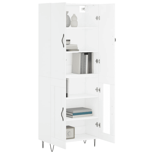 Armário alto - Bufete - Móvel de apoio 69,5x34x180 cm derivados de madeira branco pt670