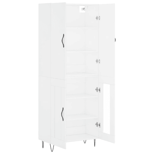 Armário alto - Bufete - Móvel de apoio 69,5x34x180 cm derivados de madeira branco pt670
