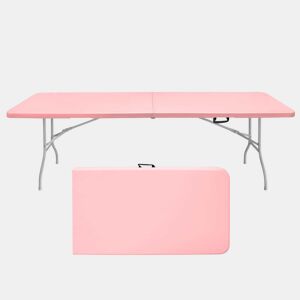 Mesa dobrável portátil de 243,9 cm - resistente, multifuncional, com pega - rosa