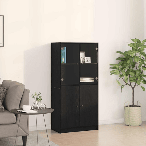 Aparador - Bufete - Móvel de apoio Carvalho Preto 68 x 37 x 142 cm pt1585