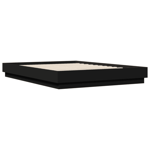 Estrutura de Cama de casal moderno com LED sem colchão 150x200 cm preto
