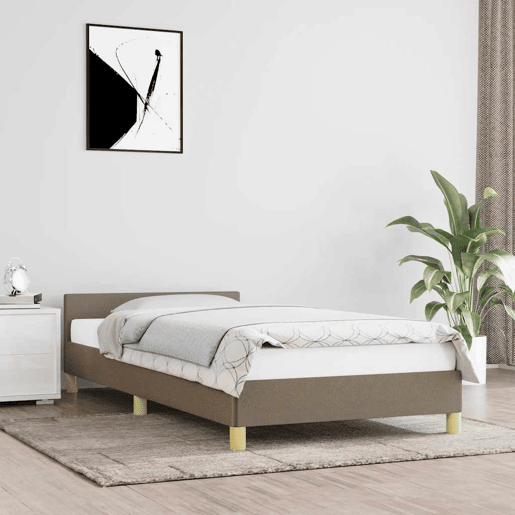 Estrutura de cama de solteiro para adultos c cabeceira tecido 90x190 cm