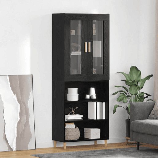 Aparador - Bufete - Móvel de apoio Carvalho Preto 69,5 x 34 x 180 cm pt1603