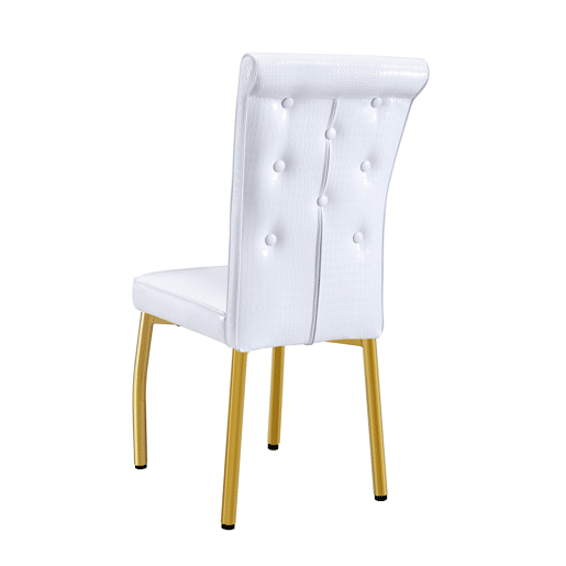 Cadeiras de sala de jantar 2 unidades - Retro pele de crocodilo, fivela de vidro, metal dourado - Branco