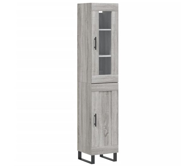 Aparador alto - mueble de almacenamiento madera contrachapada gris sonoma 34,5x34x180 cm es1049