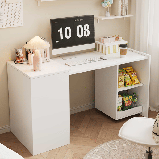 Mesa multifuncional dobrável 126 x 55 x 72,5 cm - secretária e armário com dois compartimentos, alta resistência - branco