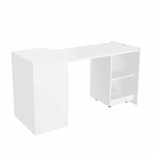 Mesa multifuncional dobrável 126 x 55 x 72,5 cm - secretária e armário com dois compartimentos, alta resistência - branco