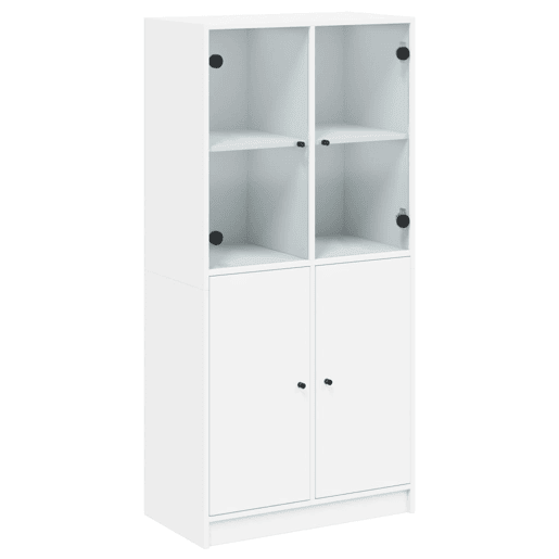 Armário alto - Bufete - Móvel de apoio c portas 68x37x142 cm derivados de madeira branco pt522