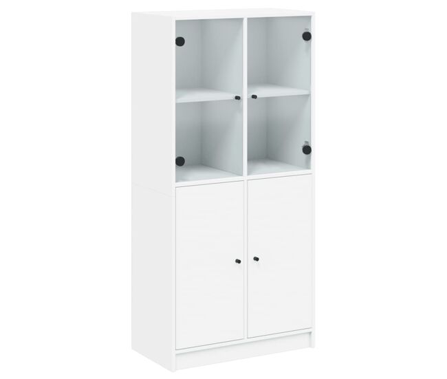 Aparador alto - mueble de almacenamiento con puertas madera ingeniería blanco 68x37x142 cm es522