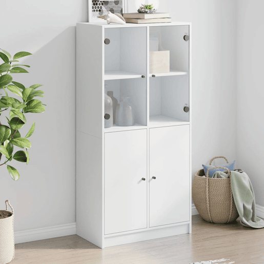 Armário alto - Bufete - Móvel de apoio c portas 68x37x142 cm derivados de madeira branco pt522