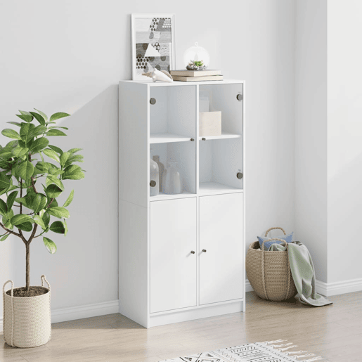 Armário alto - Bufete - Móvel de apoio c portas 68x37x142 cm derivados de madeira branco pt522