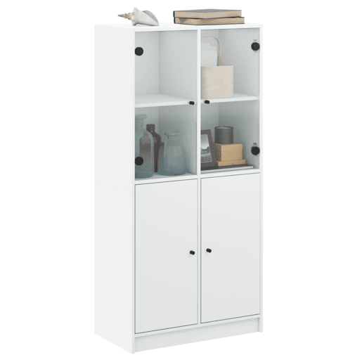 Armário alto - Bufete - Móvel de apoio c portas 68x37x142 cm derivados de madeira branco pt522