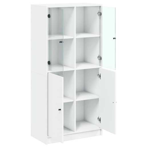 Armário alto - Bufete - Móvel de apoio c portas 68x37x142 cm derivados de madeira branco pt522