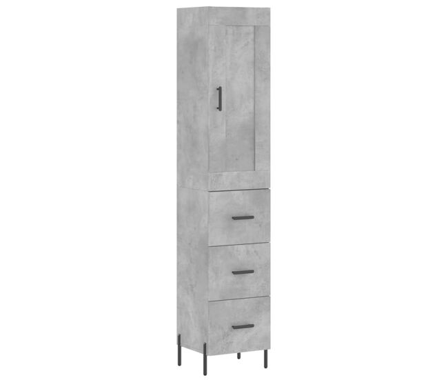 Aparador - mueble de almacenamiento de madera contrachapada gris hormigón 34,5x34x180 cm es2720