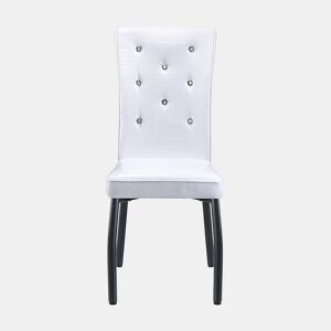 Cadeira de sala de jantar 2 unidades - Retro pele de crocodilo, fecho de cristal, couro sintético - Preto, Branco