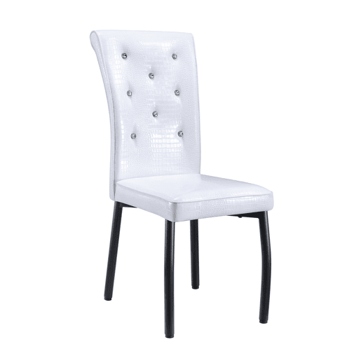 Cadeira de sala de jantar 2 unidades - Retro pele de crocodilo, fecho de cristal, couro sintético - Preto, Branco